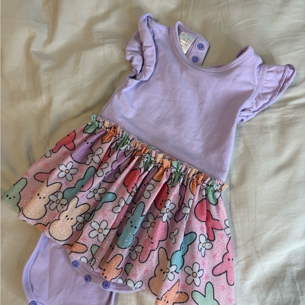 Wink Lavender Baby Dress with Button Detail